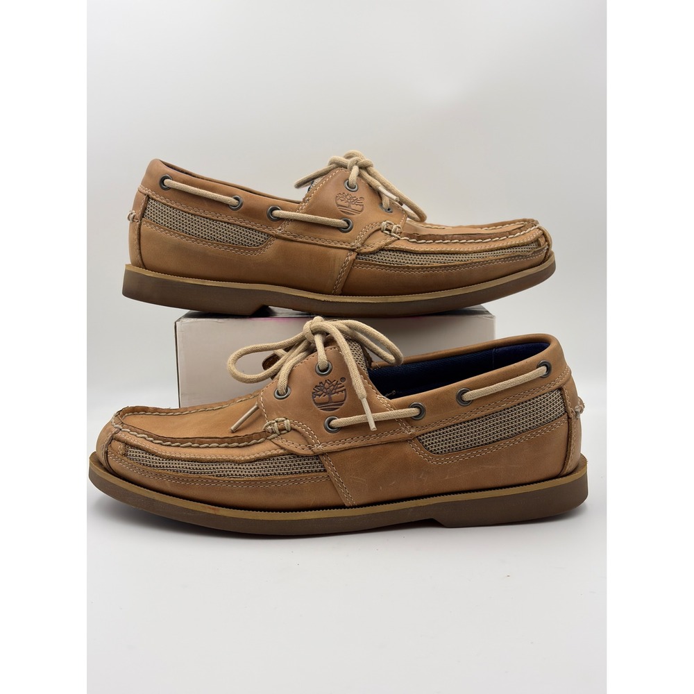 Timberland Mens Earthkeepers Kia Wah Bay Tan Leather Boat Shoes 41566 Size 10M